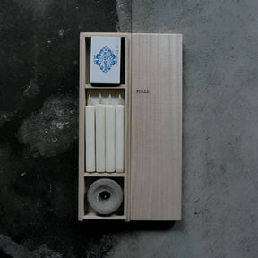 Traditional Japanese Candle Gift Set of Three in Wooden Box