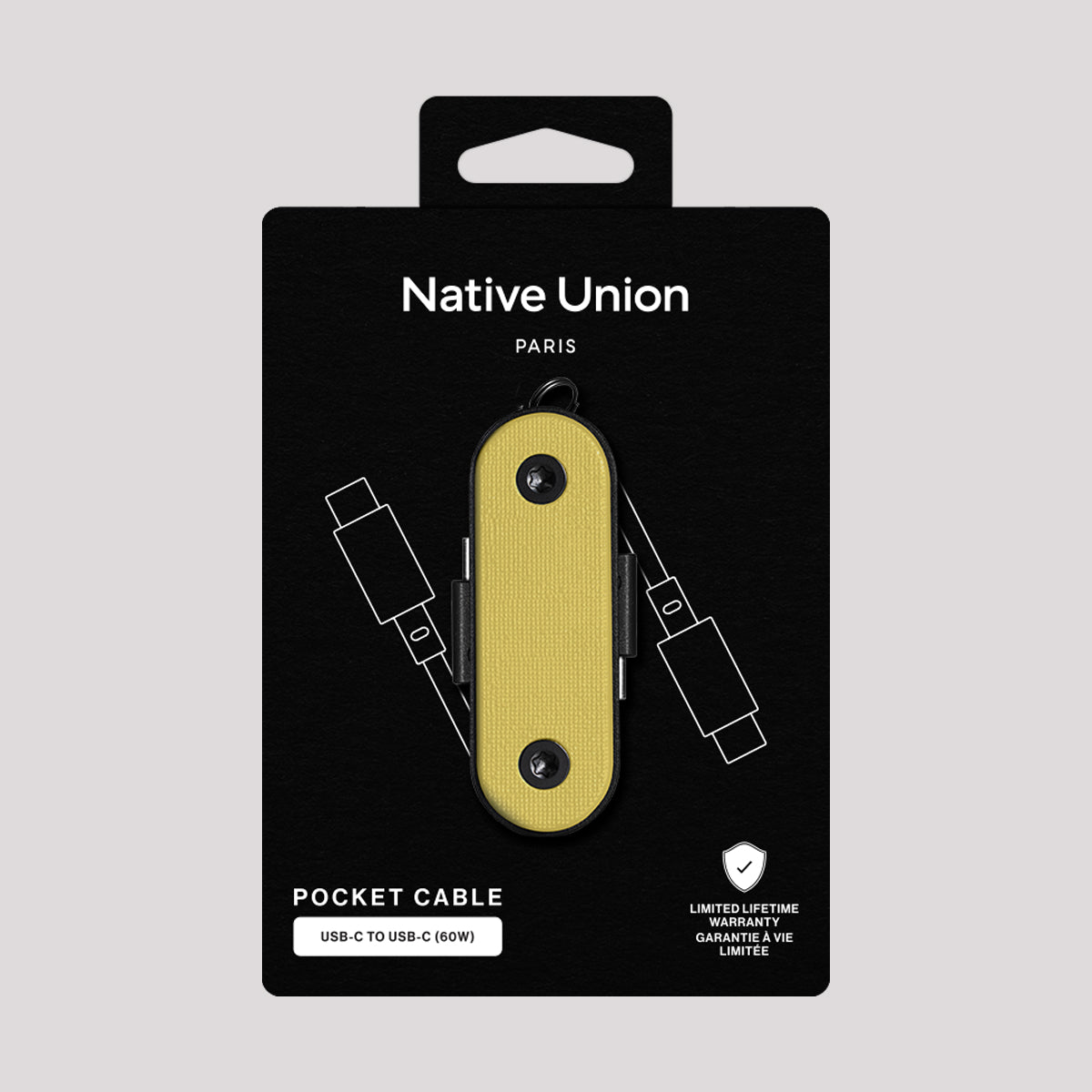 Native Union pocket cable packaging on a gray background