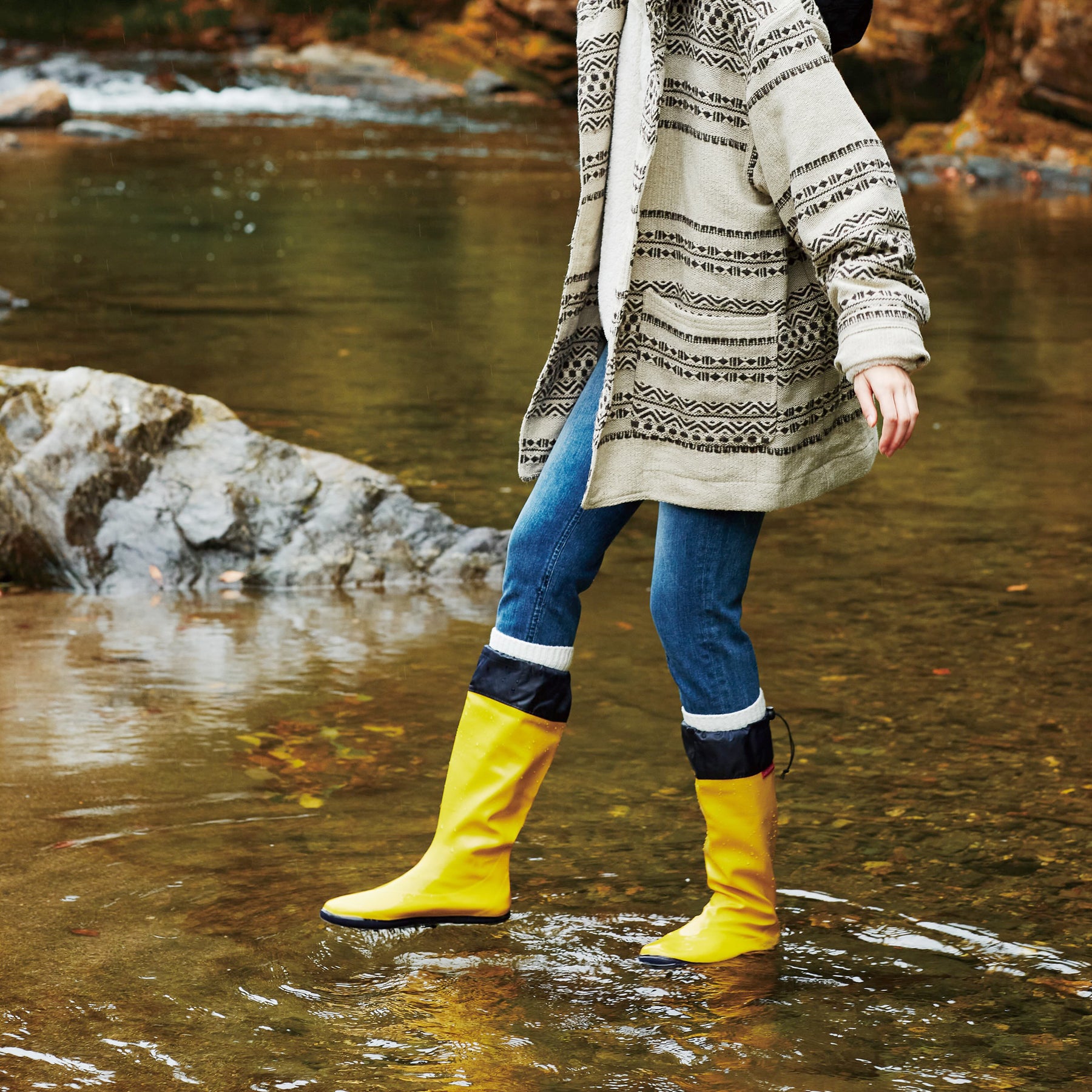 Packable Rubber Rain Boots - Yellow