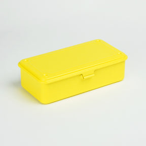 Ameico Yellow Toyo Steel T-190 compact metal storage box with rounded corners and front pull tab, shown closed on a white background.
