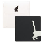 Yamazakura, Cashico Embossed Square Card, Black Cat, 