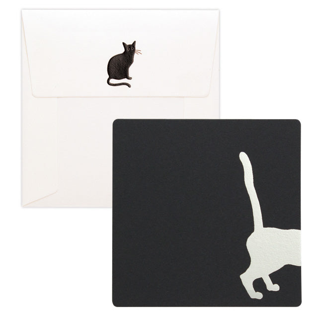 Yamazakura, Cashico Embossed Square Card, Black Cat, Notecard, +Lab,