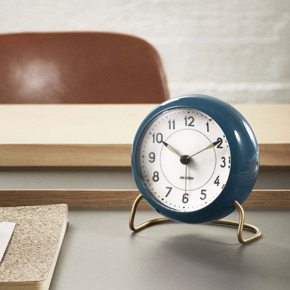 Arne Jacobsen - Station Alarm Clock - Petrol Blue