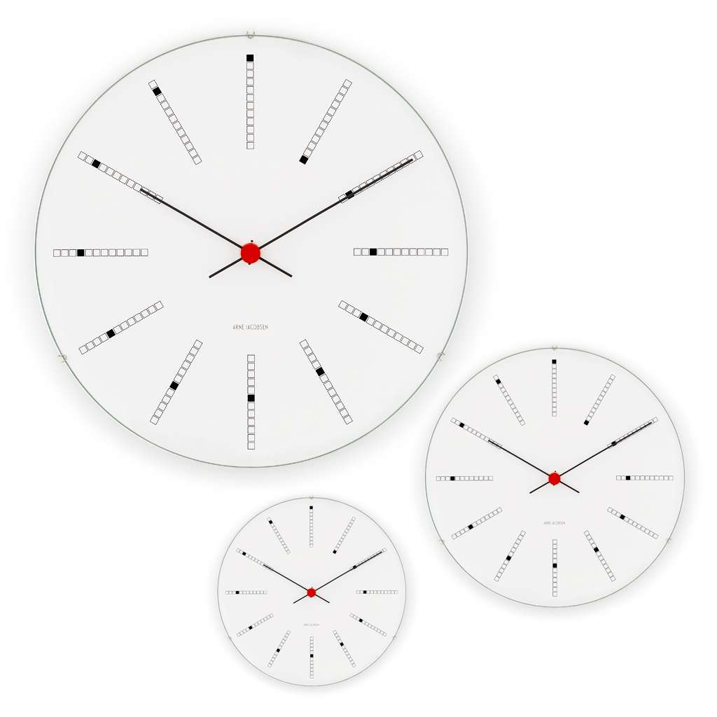 Rosendahl, Arne Jacobsen Banker's Wall Clock, Size, 8.3 in dia., Wall Clock, Arne Jacobsen,