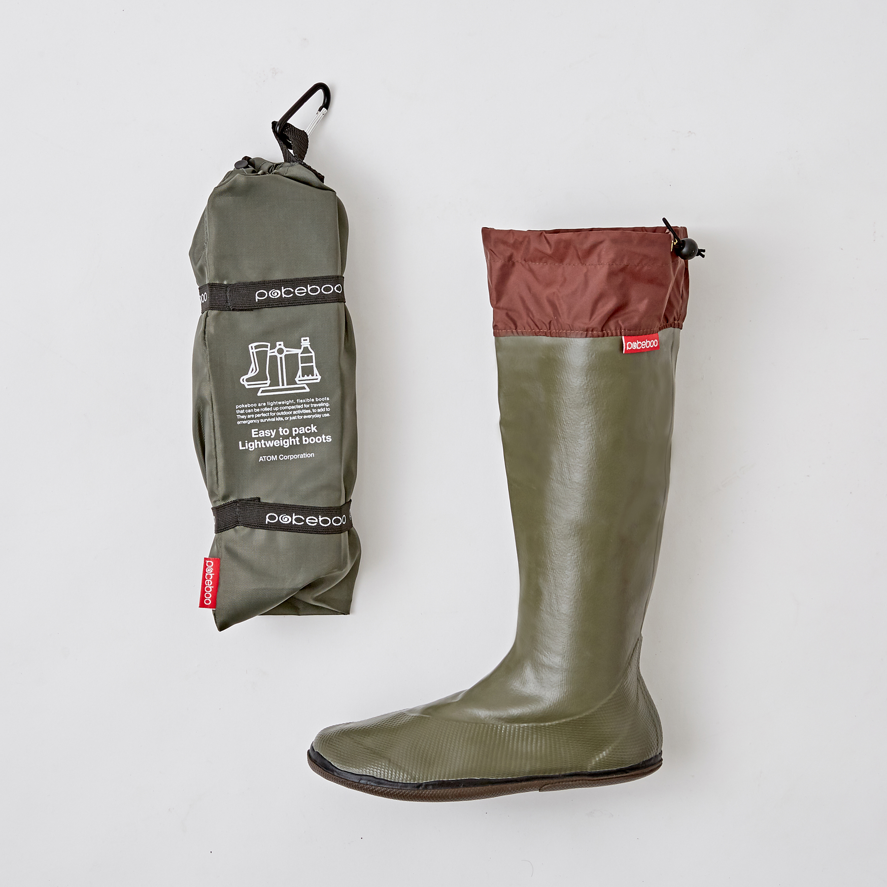 Pokeboo, Packable Rubber Rain Boots - Khaki, SS