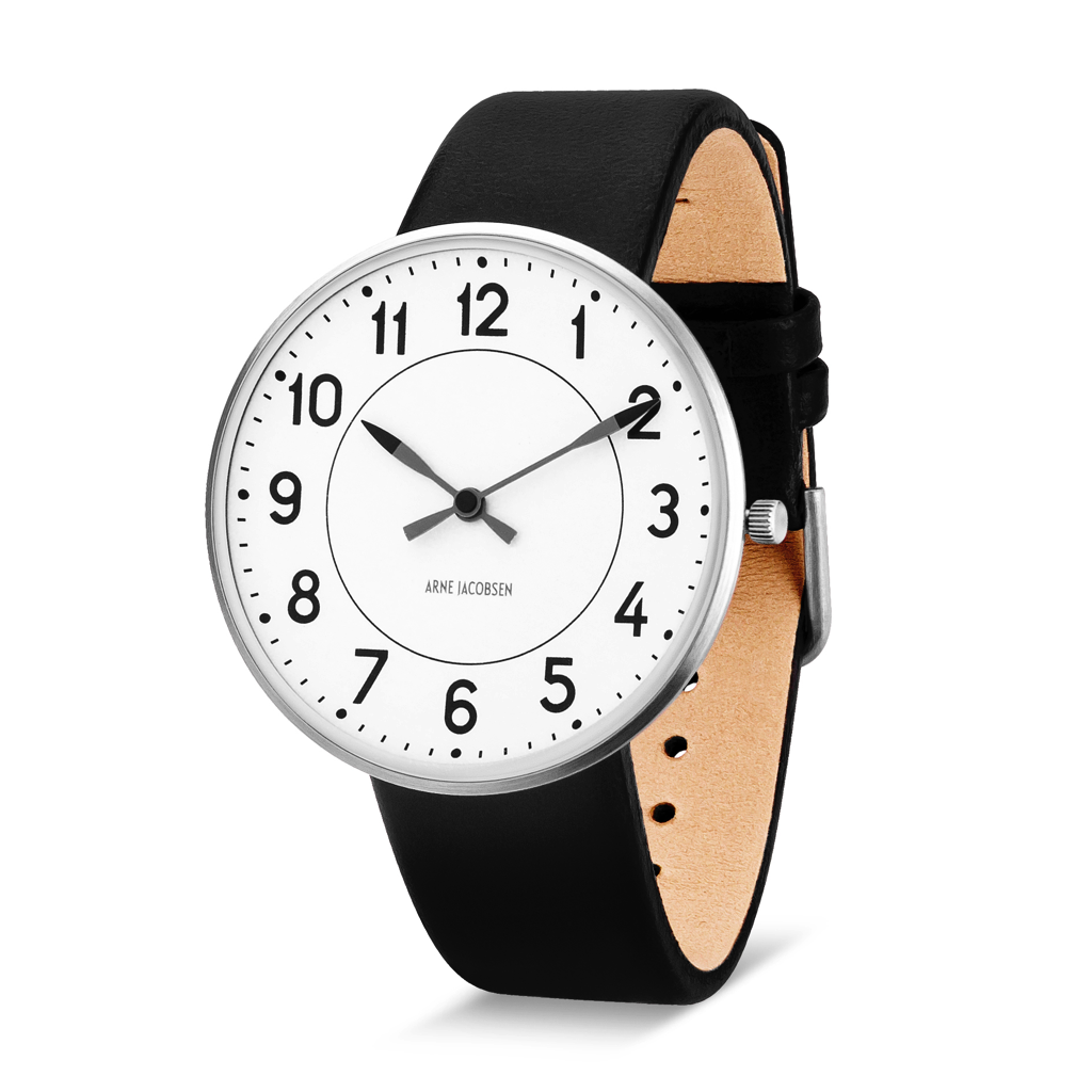 Black dial / Black leather strap 40 mm - PICTO Watches