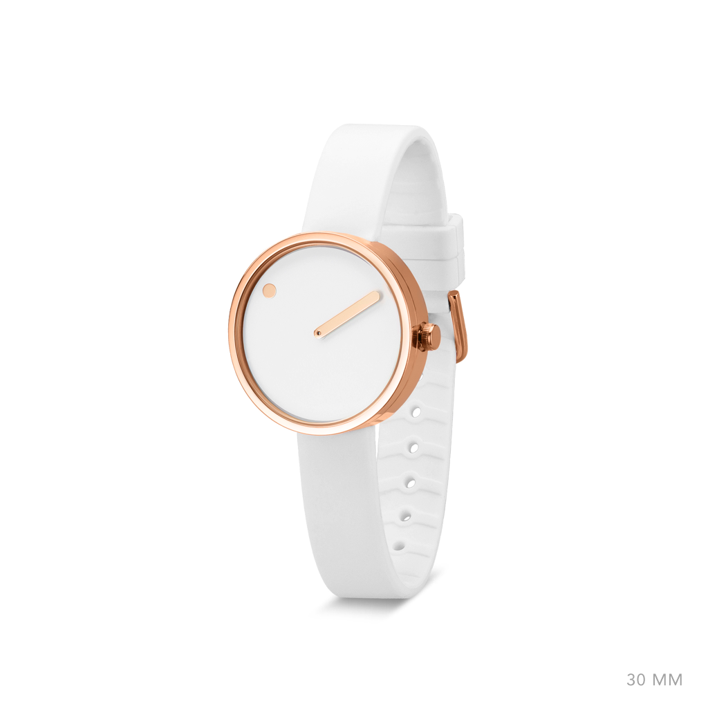 Picto - 30mm White / Polished Rose Gold