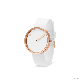 Picto, 40mm White / Polished Rose Gold, Analog Watch,