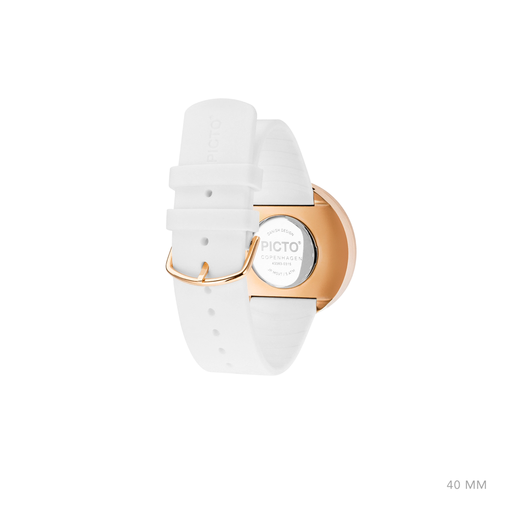 Picto, 40mm White / Polished Rose Gold, Analog Watch,